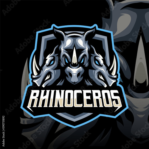 Mascot of Rhinoceros that is suitable for e-sport gaming logo template