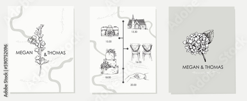 Wedding map,card. Vector illustration of a wedding invitation.