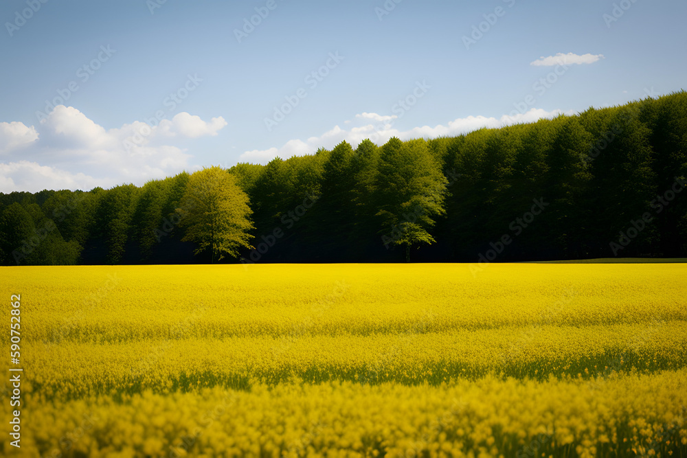 Scenic View Of Yellow Flowering Plants On Field Against Clear Sky