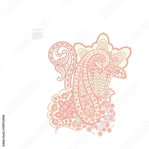 Paisley Damask ornament. Isolated Vector illustration