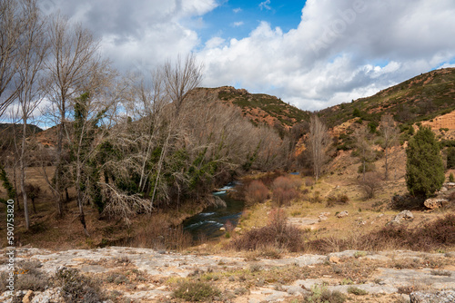 Mijares river near Fonseca bridge in Rubielos de Mora Teruel Aragon Spain