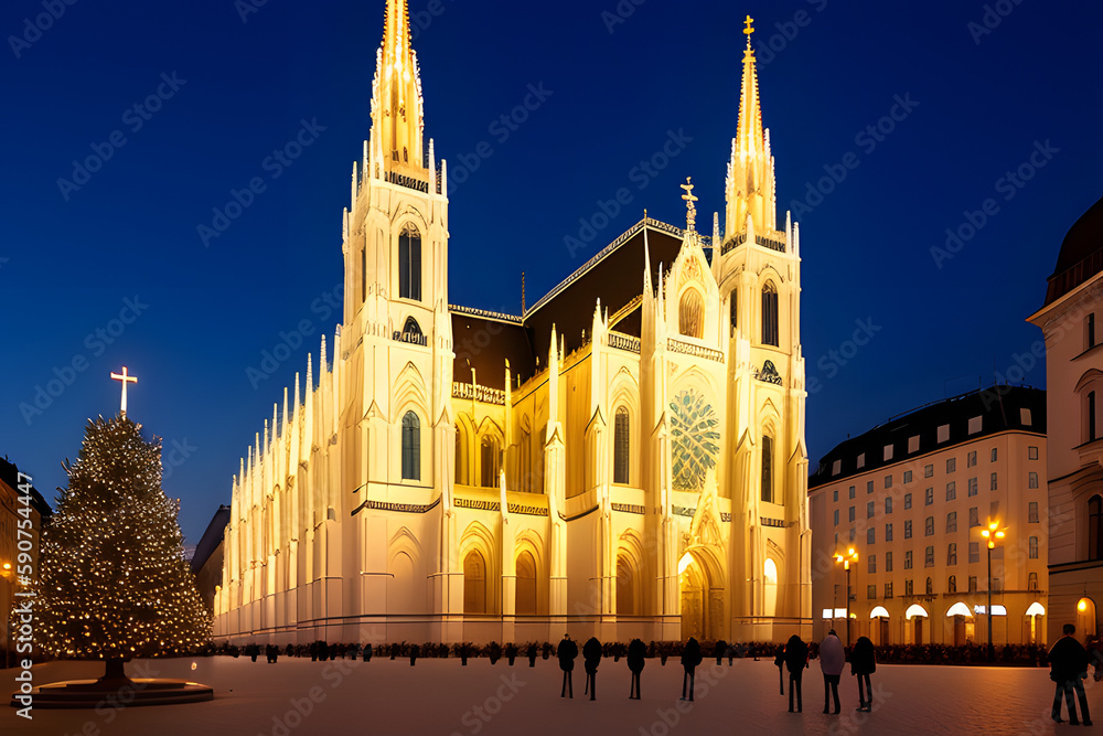 St Stephen's Cathedral at night in Vienna, Austria