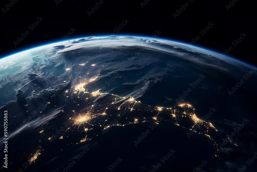 Obraz premium Global World on Black Background with Copy Space