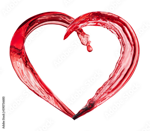 heart splash from red wine or juice isolated on white