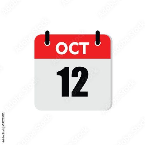 new calendar, calendar isolated on white, desktop calendar, 12 october icon with white background