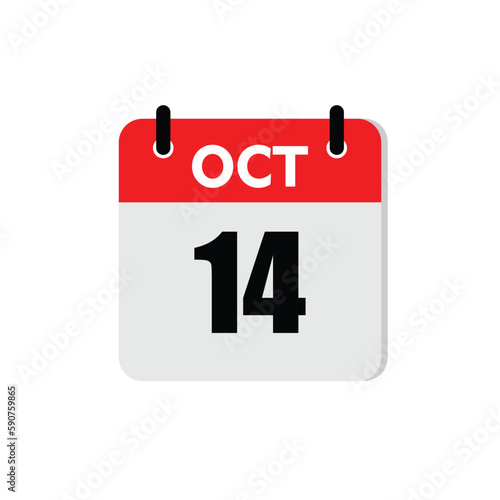 new calendar, calendar isolated on white, desktop calendar, 14 october icon with white background