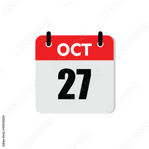 new calendar, calendar isolated on white, desktop calendar, 27 october icon with white background