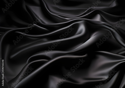 Abstract black background. Silk satin. Dark elegant background