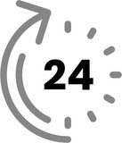 24-hour wall clock outline icon. Editable vector format file.