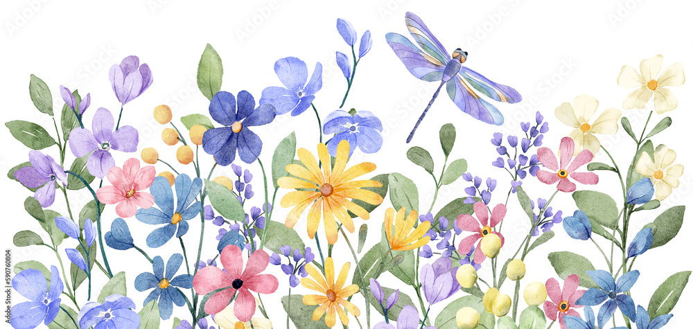 Dragonfly And Flower Borders Printables