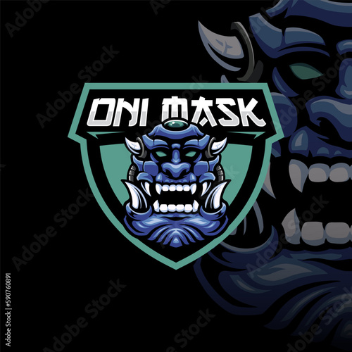 Mascot of Oni Mask Ork that is suitable for e-sport gaming logo template 