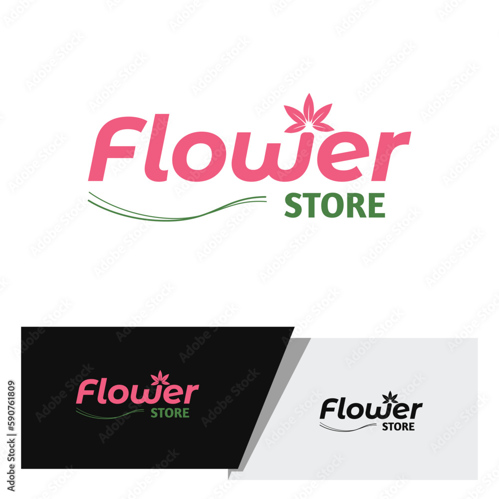Simple logo for flower store with floral element and in magenta color Simple logo for flower store with floral element and in magenta color