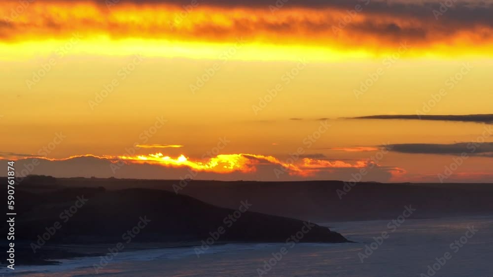 Gorgeous aerial view of Ogmore beach in South Wales during sunset hours Gorgeous aerial view of Ogmore beach in South Wales during sunset hours