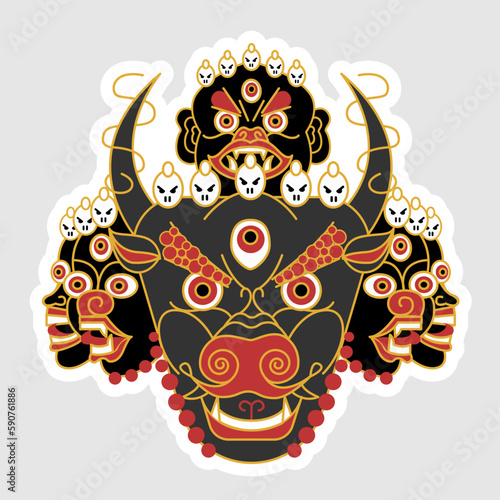 Vector image of the Tibetan yidam Yamantaka. This can be used as a game element, avatar, icon, tattoo, etc.