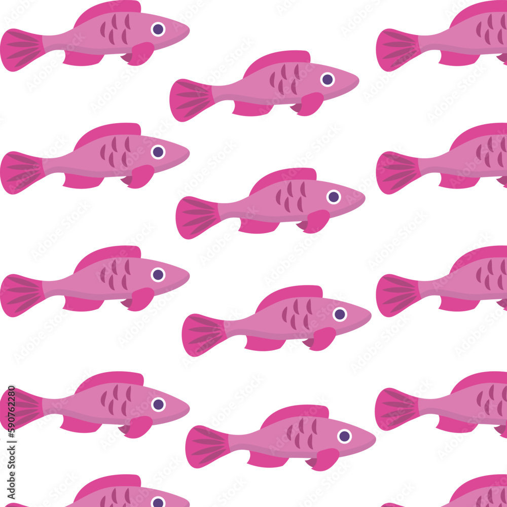 Fototapeta premium Silhouette of a pink tropical fish. Seamless pattern. Vector illustration.