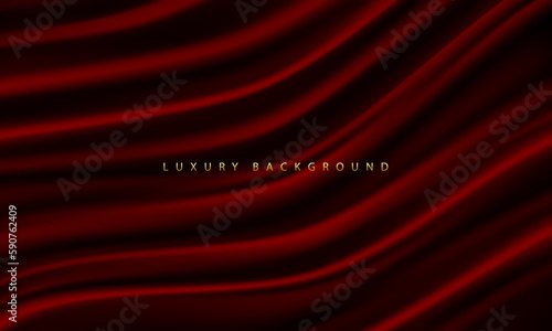 Realistic red fabric wave luxury background texture vector