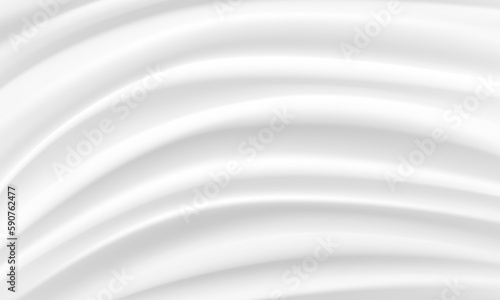 Realistic white fabric wave luxury background texture vector