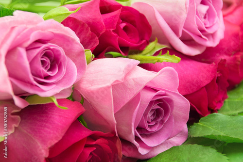 Blumenstrauss mit roten und rosa Rosen