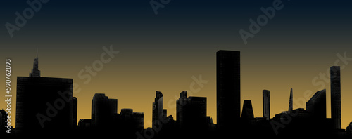 Cityscape Silhouette of a modern city at night. cityscape flat illustration