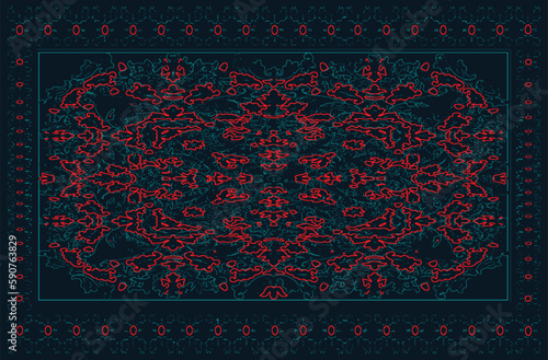 Hand drawn home, office  textile flooring pattern design trendy and modern distress traditional Persian rug pattern for digital print and other commercial uses.