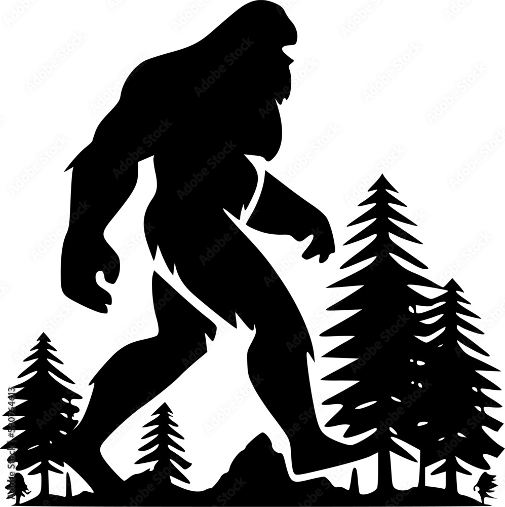 Bigfoot | Black and White Vector illustration Bigfoot | Black and White Vector illustration