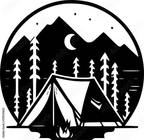 Camp - Minimalist and Flat Logo - Vector illustration