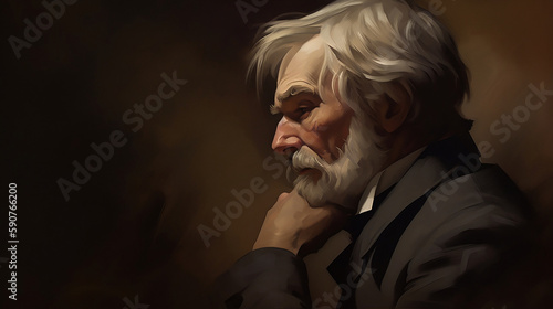 Thomas Carlyle with space for quote, Scottish thinker, Victorian (generative AI) photo