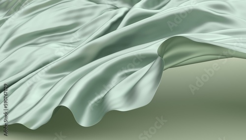 Flying cream silk textile fabric flag background. Smooth elegant cream Satin Isolated on Background for grand opening ceremony. Gold curtain. 3d  illustration © Katisko