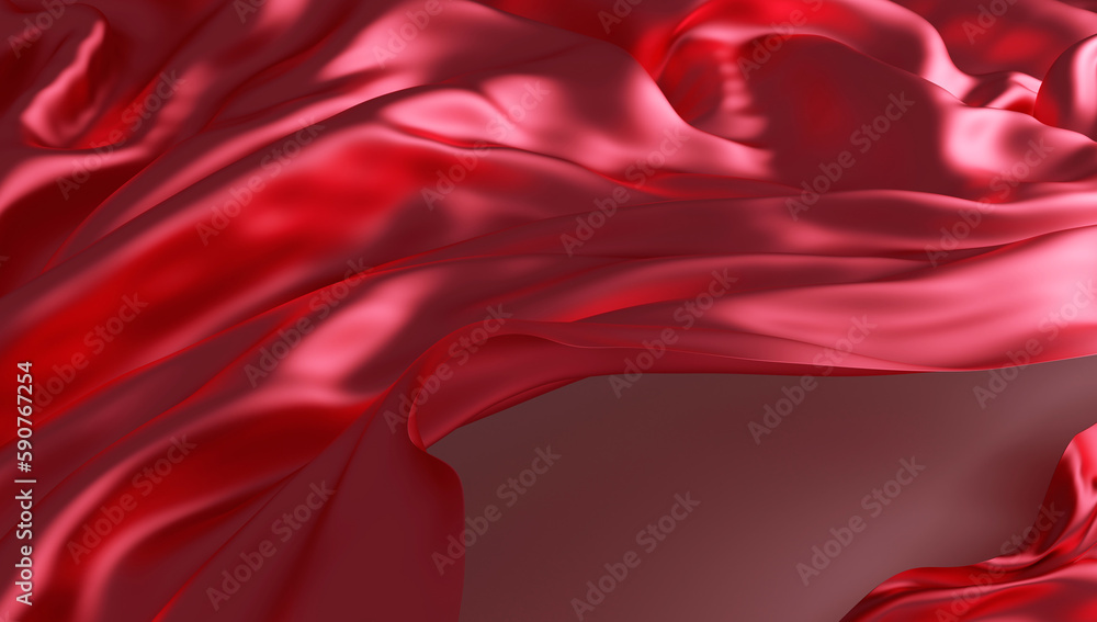 Obraz premium Flying cream silk textile fabric flag background. Smooth elegant cream Satin Isolated on Background for grand opening ceremony. Gold curtain. 3d illustration