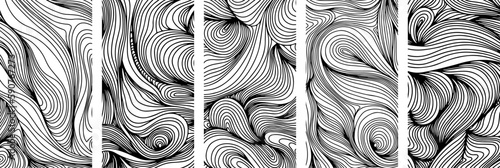 Backdrop cover layout template. Wavy curved line backgrounds collection.