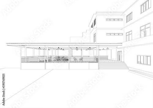 3D illustration of building project