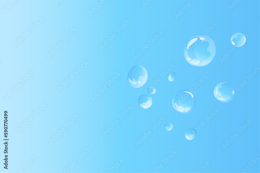 Simple water drops on blue background with copy space for text