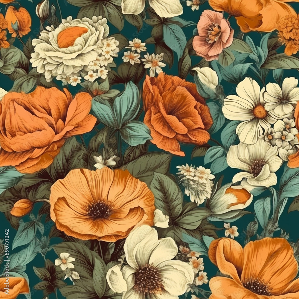 Fototapeta premium Aquarell Blumen - Nahtlose Muster - Florales digitales Papier - Digitaler Hintergrund