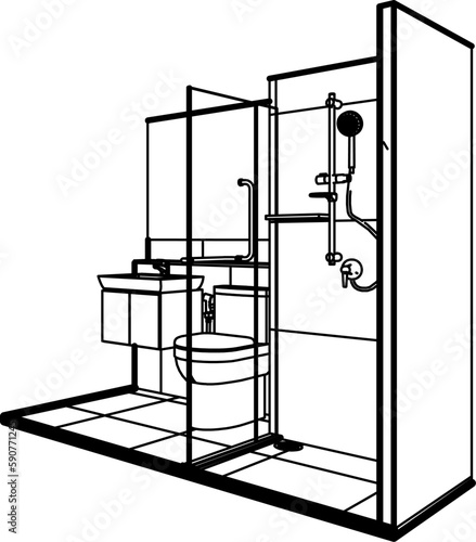 3D illustration of modular bathroom	