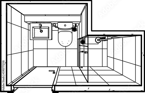 3D illustration of modular bathroom	