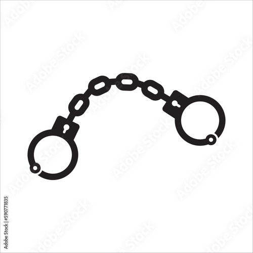 Handcuff vector icon. Handcuffs flat sign design. Cuffs symbol pictogram. Police handcuffs isolated icon. UX UI icon