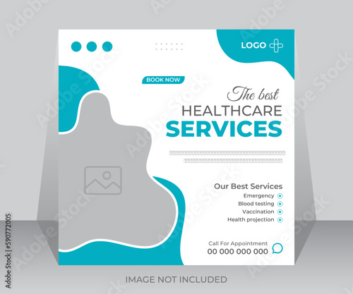 Medical Social Media Post Design Template, Healthcare Hospital Social Media Banner Template.