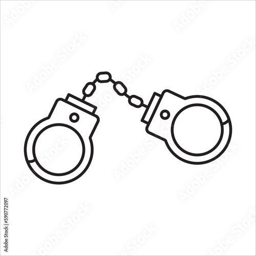 Handcuff vector icon. Handcuffs flat sign design. Cuffs symbol pictogram. Police handcuffs isolated icon. UX UI icon