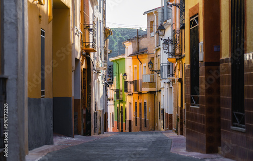 Beautiful narrow street in Catamarruch town, Alicante (Spain).