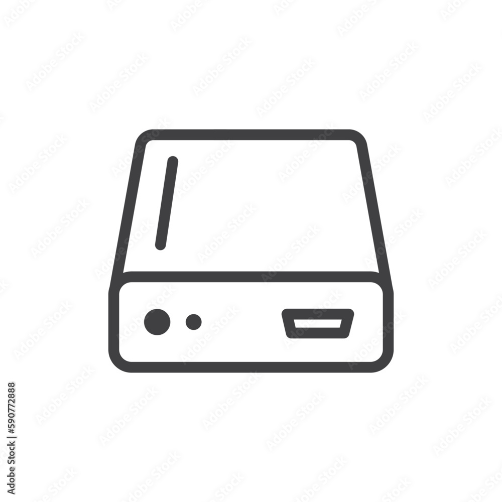 Hard drive vector icon. Hard disk drive flat sign. Portable Power bank icon symbol pictogram. UX UI icon Hard drive vector icon. Hard disk drive flat sign. Portable Power bank icon symbol pictogram. UX UI icon