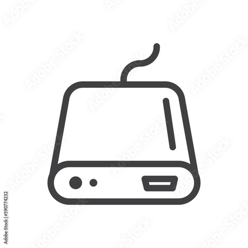 Hard drive vector icon. Hard disk drive flat sign. Portable Power bank icon symbol pictogram. UX UI icon
