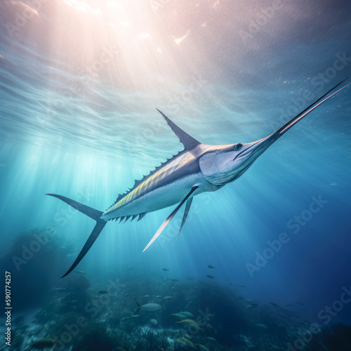 swordfish at the bottom of the sea in the caribbean