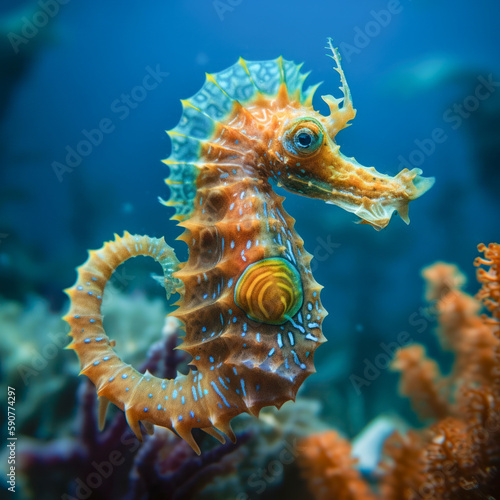 seahorse at the bottom of a caribbean sea