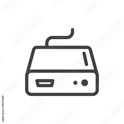 Hard drive vector icon. Hard disk drive flat sign. Portable Power bank icon symbol pictogram. UX UI icon