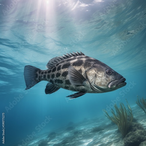 grouper under the sea in the caribbean with crystal clear waters photo
