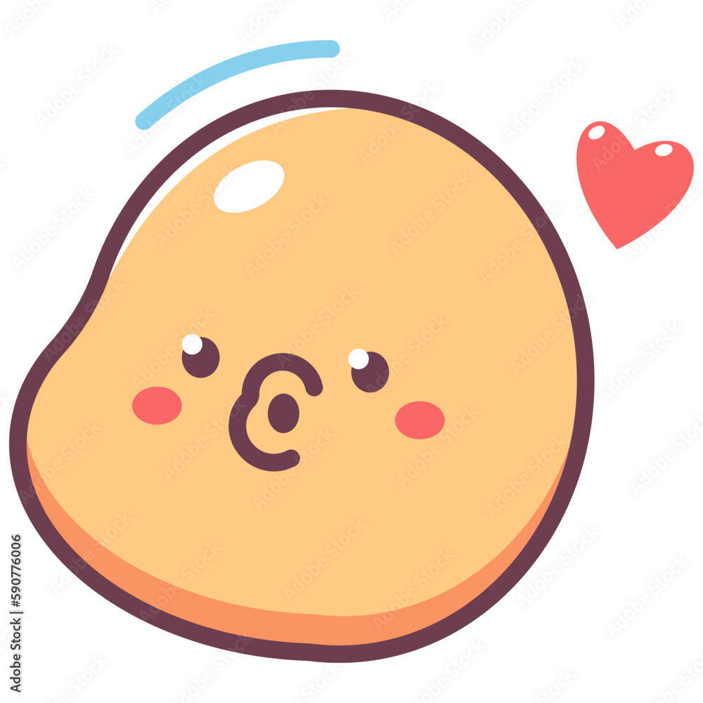 Fototapeta premium Kiss emoticon vector cartoon sign isolated on a white background.