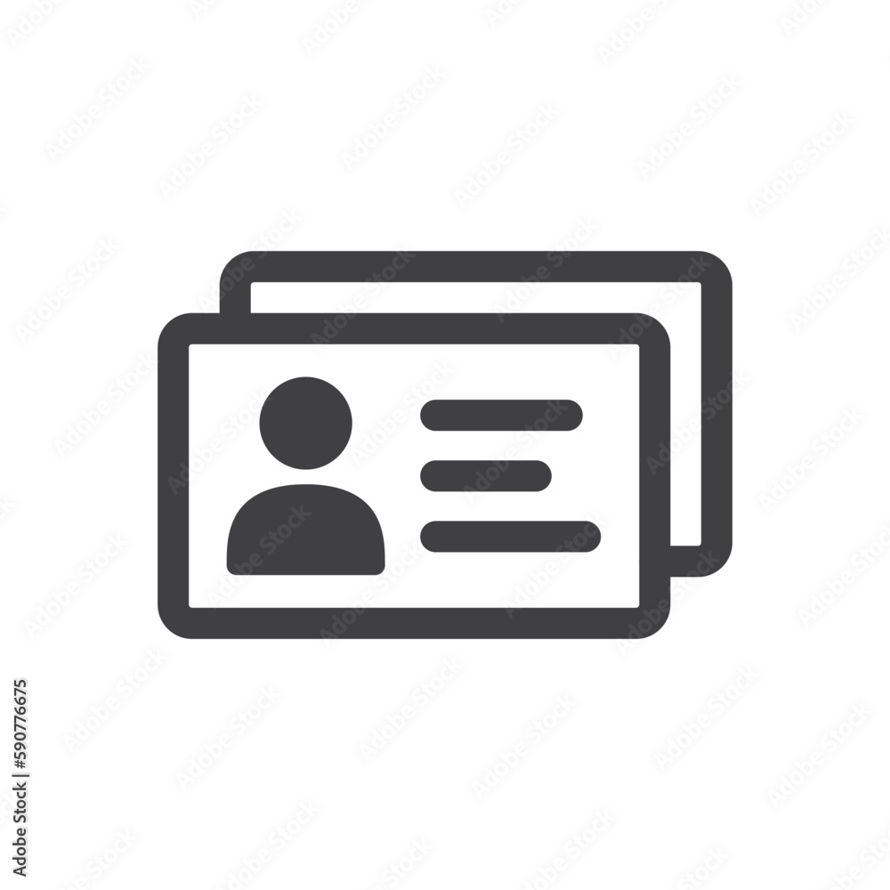 ID card vector icon. Identification card flat sign design. ID card pictogram sign. Member card symbol. VIP person icon. UX UI icon