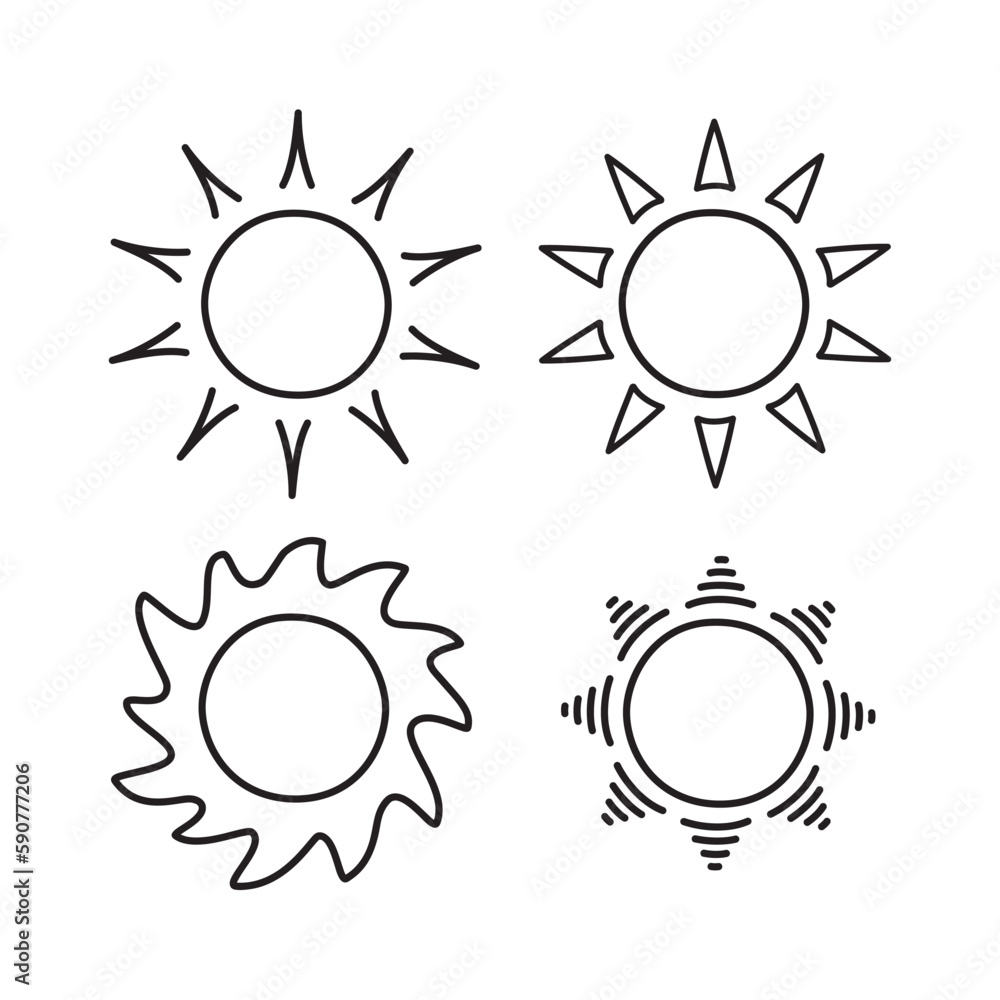 Cute aesthetic sun doodle art isolated vector decoration. Cute aesthetic sun doodle art isolated vector decoration.