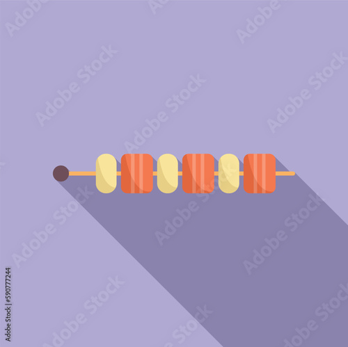 Grilled food stick icon flat vector. Bbq cook. Dinner pork
