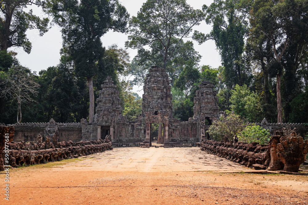 Naklejka premium Ruins of ancient Khmer temple in Siem Reap, Cambodia